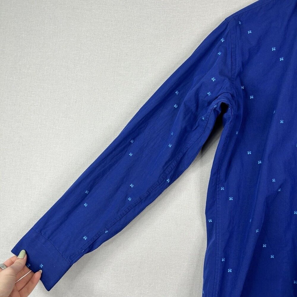 Jared Lang Mens Dress Shirt Medium Blue Butterfly Button Front Work Date Night - Picture 12 of 15